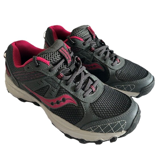 Saucony Womens 8.5 Grid Raptor TR 2 S15427-5 Gray Pink Running Shoes Sneakers - Picture 4 of 12